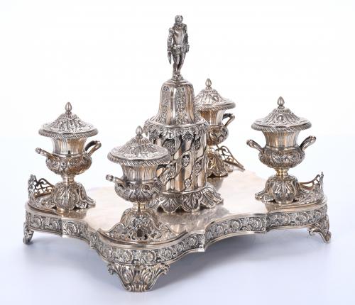 ALPHONSINE SILVER INKSTAND, 1850.