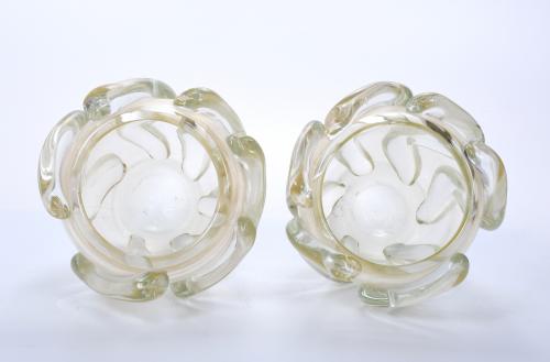 PAIR OF LARGE ITALIAN MURANO GLASS VASES, 20TH CENTURY. 