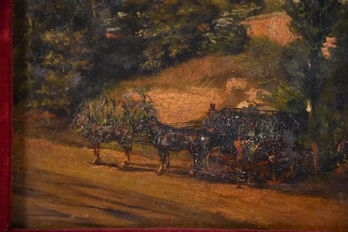 VALERIANO DOMINGUEZ BÉCQUER (1833-1870).  "PAISAJE CON CARR