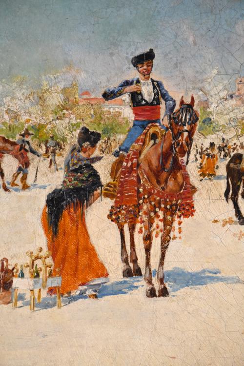 MARIANO OBIOLS DELGADO (c.1860-1911).  "ROMERÍA EN SEVILLA"
