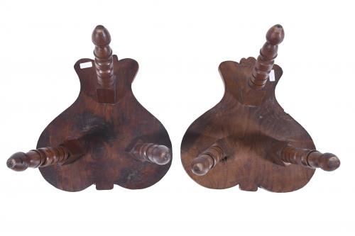 PAIR OF LEAF-SHAPED STOOLS, EARLY 20TH CENTURY. 