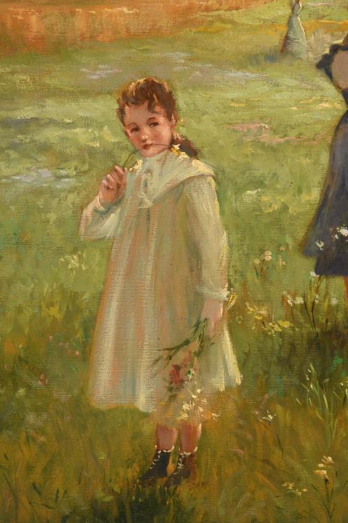 20TH CENTURY DUTCH SCHOOL. "FIELD WITH GIRLS".