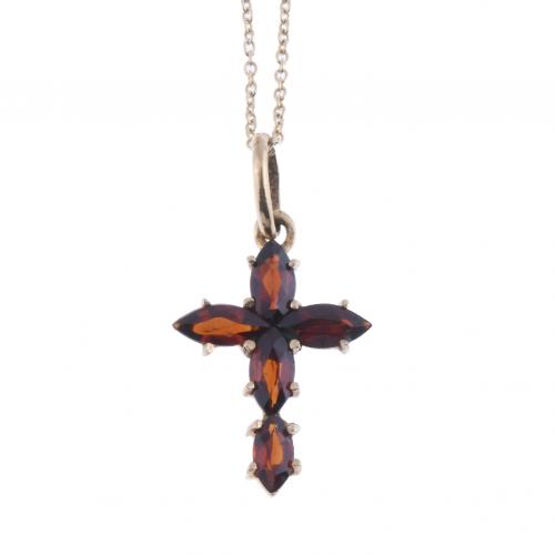 GARNETS CROSS PENDANT.