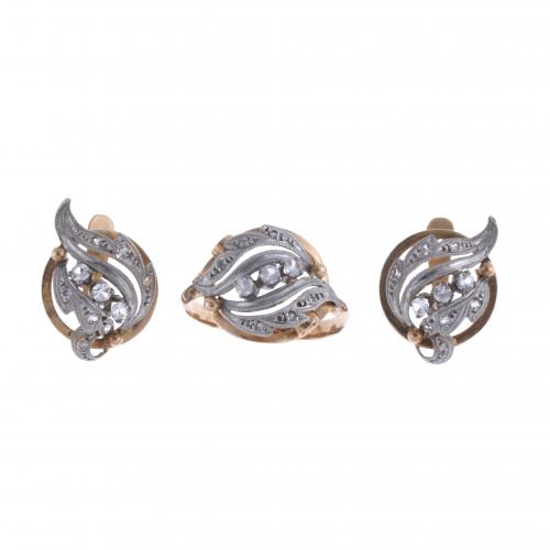 EARRINGS AND RING SET, 1930'S.