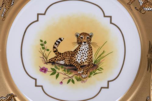 LYNN CHASE DESIGNS. "GOLDEN CHEETAH" MODEL DISHES SET, 20TH
