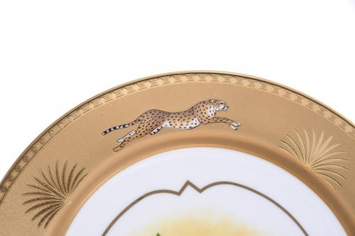 LYNN CHASE DESIGNS. "GOLDEN CHEETAH" MODEL DISHES SET, 20TH