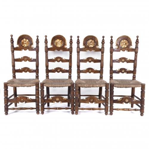 CATALAN SET OF CHAIRS, AFTER OLOT MODELS OF THE 18TH CENTURY. EARLY 20TH CENTURY. 