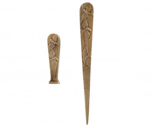 ANDRÉ BIZETTE (1906-1998) BRONZE LETTER OPENER AND POSTMARK.