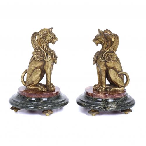 20TH CENTURY SPANISH SCHOOL. PAIR OF NAPOLEON III STYLE GRYPHONS.