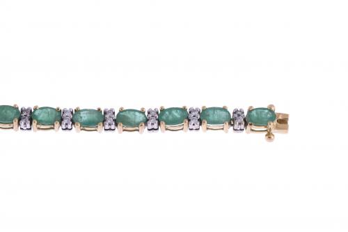 PULSERA RIVIÈRE DE ESMERALDAS Y DIAMANTES.