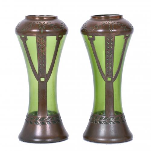 FRANZ WELZ. PAIR OF JUGENDSTIL "ANTONIENHÜTTE" VASES, CIRCA 1910.