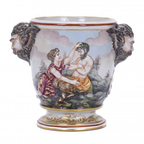 CAPODIMONTE PORCELAIN JUG, 19TH CENTURY.