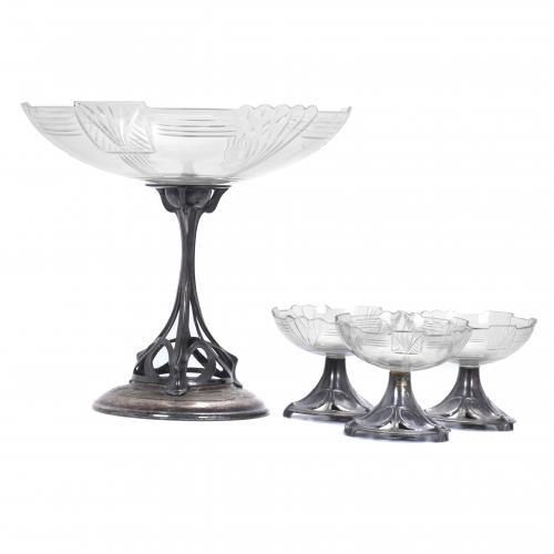 WÜTTEMBERGISCHE METALLWARENFABRIK (WMF). JUGENDSTIL ICE CREAM SERVICE SET, CIRCA 1905.