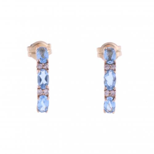 HALF-CREOLE EARRINGS WITH TOPAZES AND DIAMONDS.