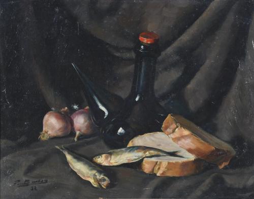 20TH CENTURY SPANISH SCHOOL. "STILL LIFE WITH SARDINES", 19