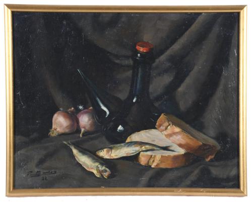 20TH CENTURY SPANISH SCHOOL. "STILL LIFE WITH SARDINES", 19