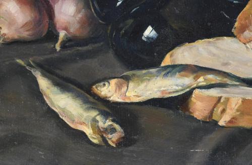 20TH CENTURY SPANISH SCHOOL. "STILL LIFE WITH SARDINES", 19