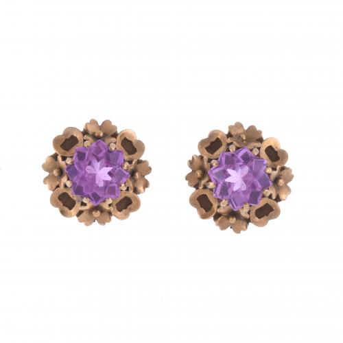 FLORAL EARRINGS WITH TOURMALINES.