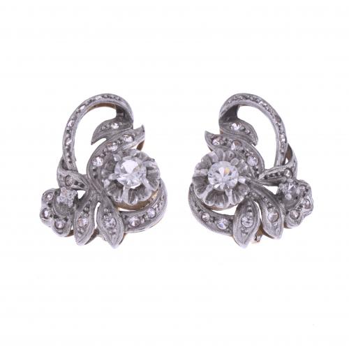 FLORAL EARRINGS, 1950'S.