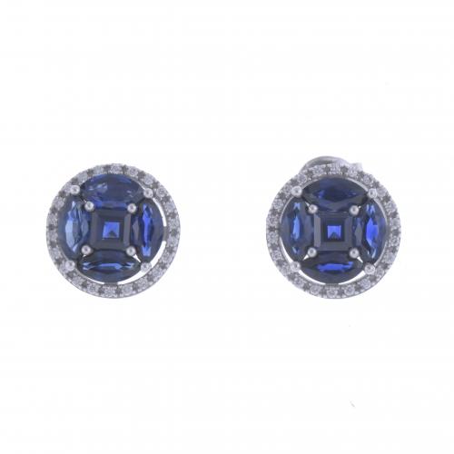 ROSETTE EARRINGS WITH SAPPHIRES AND DIAMONDS.
