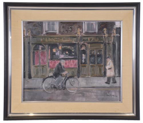 ANTONI VIVES FIERRO (1940). "STREET WITH A FIGURE ON A BICY