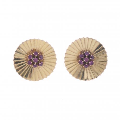FAN-SHAPED EARRINGS, 1960'S.