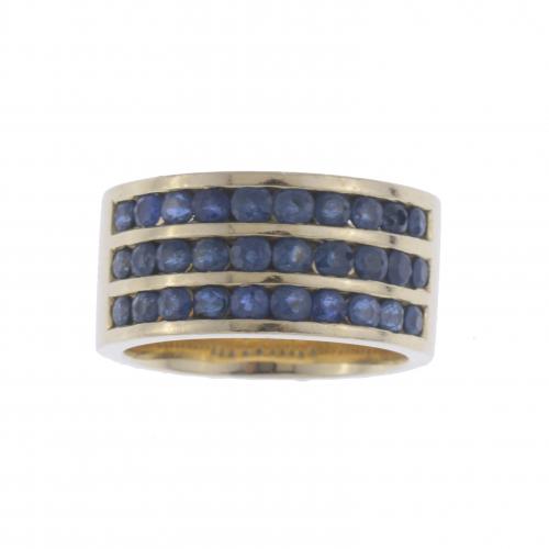 SAPPHIRES WIDE RING.