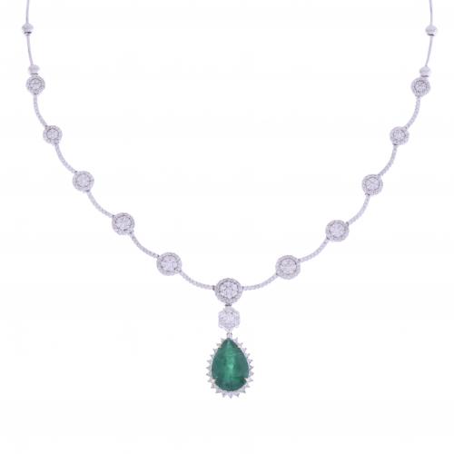 TRANSFORMABLE CHOKER WITH DIAMONDS AND EMERALD.
