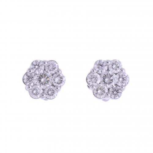 DIAMONDS ROSETTE EARRINGS.