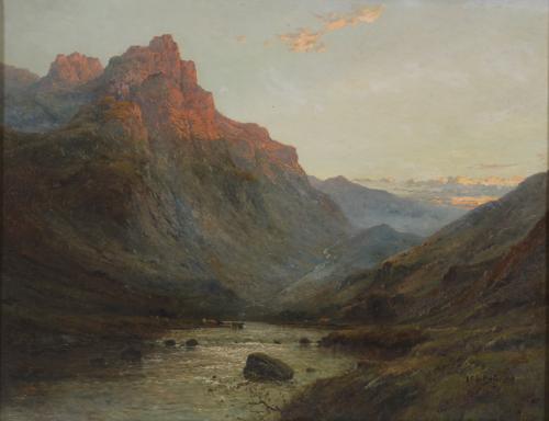 ALFRED FONTVILLE II OF BREANSKI (1877-1957). "EVENING IN A HIGHLAND GLEN".