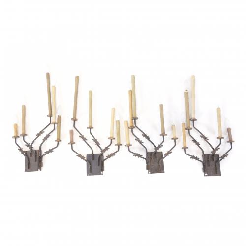 PERE COSP I VILLARÓ (1907-2007).  CUATRO CANDELABROS ESQUINEROS DE PARED, CIRCA 1960.