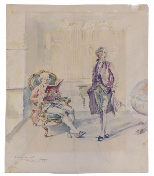 ESCUELA FRANCESA, SIGLO XIX. "LECCIÓN DIFÍCIL".