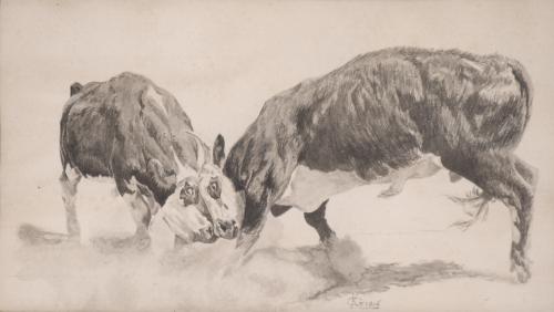 ESCUELA ESPAÑOLA, PPS. SIGLO XX. "PAREJA DE TOROS", 1906.