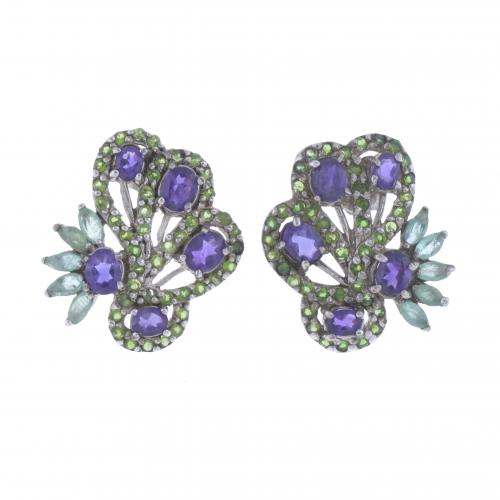 GEMSTONES FLORAL EARRINGS.