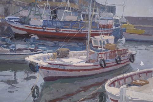 FRANCESC CARBONELL MASSABÉ. "BARCA EN REPOSO. PORT DE BLANE