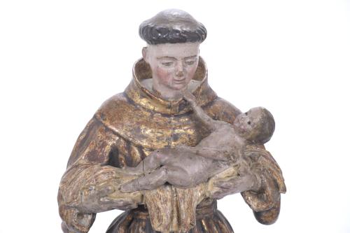 ESCUELA ESPAÑOLA, SIGLO XVIII. "SAN ANTONIO CON NIÑO EN BRA