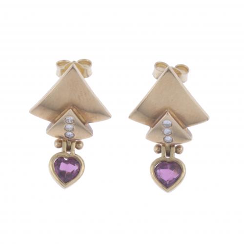 VASARI STYLE EARRINGS WITH AMETHYSTS.