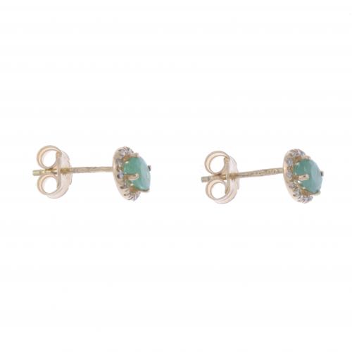 PENDIENTES ROSETONES DE ESMERALDAS Y DIAMANTES.