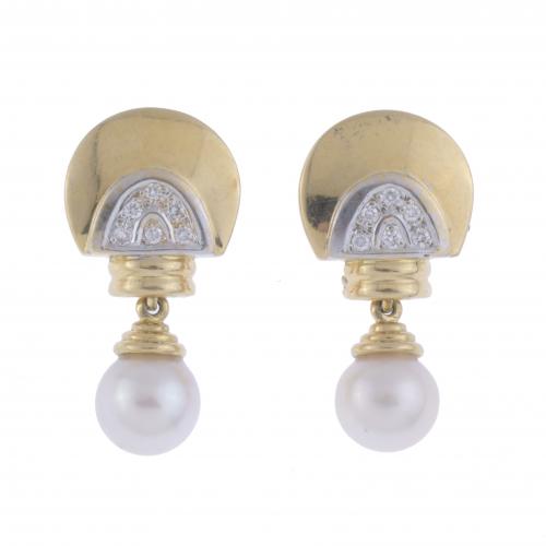 PENDIENTES ESTILO VASARI CON PERLA.