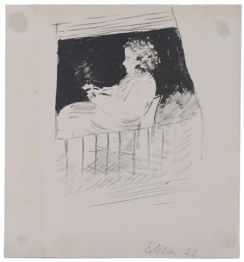 ESTEBAN VICENTE (1903-2001). "FIGURE SEATED ON THE BALCONY", 1923.