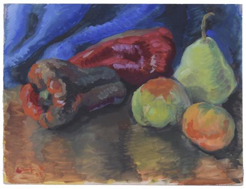 FRANCISCO CAMPS RIBERA (1895-1992). "BODEGÓN DE PIMIENTOS Y FRUTA", 1933.