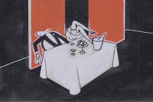 ESCUELA ESPAÑOLA, SIGLO XX. "ANG". Ilustración rojo y negro