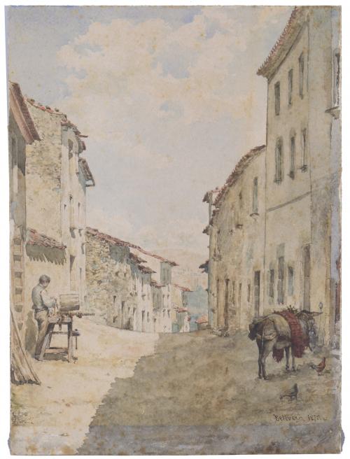 OCTAVI BELLVER (1856-1908). ??? "STREET OF A VILLAGE", 1879.