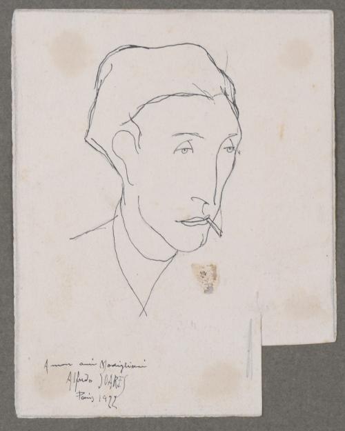 ATRIBUIDO A  ALFREDO SOARES . "RETRATO A MODIGLIANI", 1922.