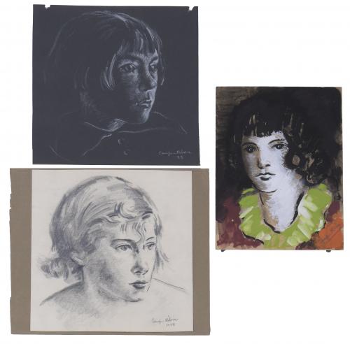 FRANCISCO CAMPS RIBERA (1895-1992).  Conjunto de 3 retratos femeninos.