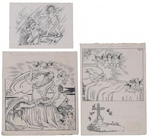 LOLA ANGLADA (1892-1984). Set of 3 illustrations for publication.