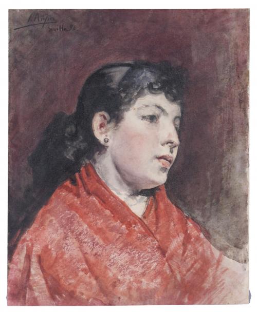 JOSÉ ARPA PEREA (1860-1952).  "RETRATO FEMENINO", Sevilla, 1890.