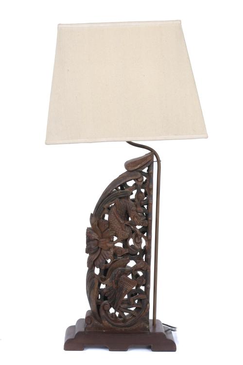EARLY 20TH CENTURY CHINESE SCHOOL. CARVING CONVERTED INTO A LAMP.