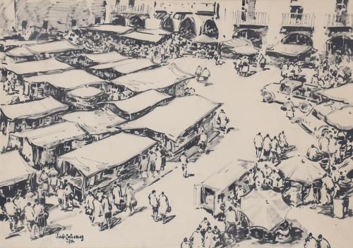 JOSEP Mª VILÀ CAÑELLAS (1913-2001). "MARKET IN VIC", 1980.