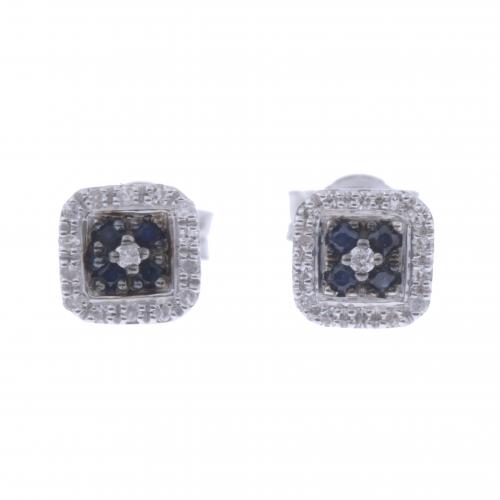 PENDIENTES EN TRÉBOL CON ZAFIROS Y DIAMANTES.